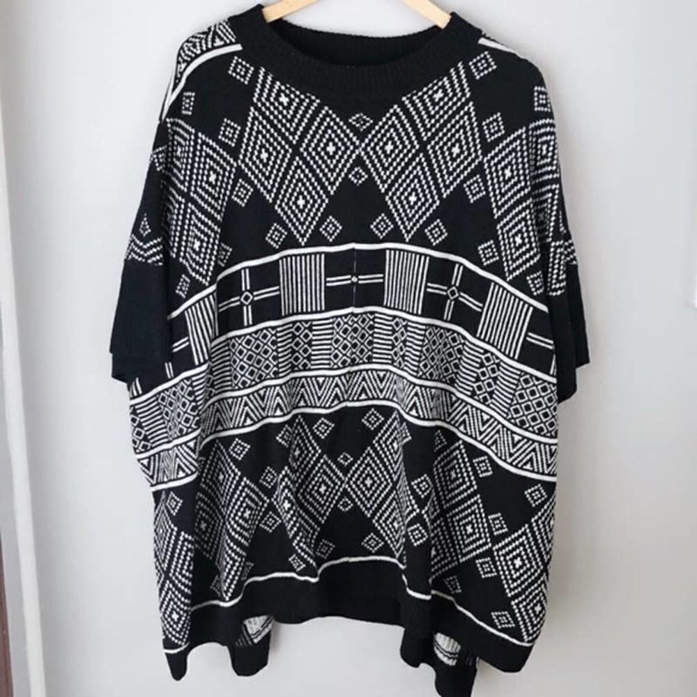 H&M Conscious Fine Knit Southwest Poncho Sweater